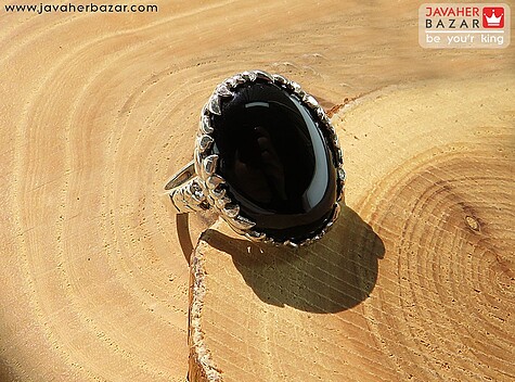 انگشتر نقره عقیق سیاه زیبا زنانه - 65306