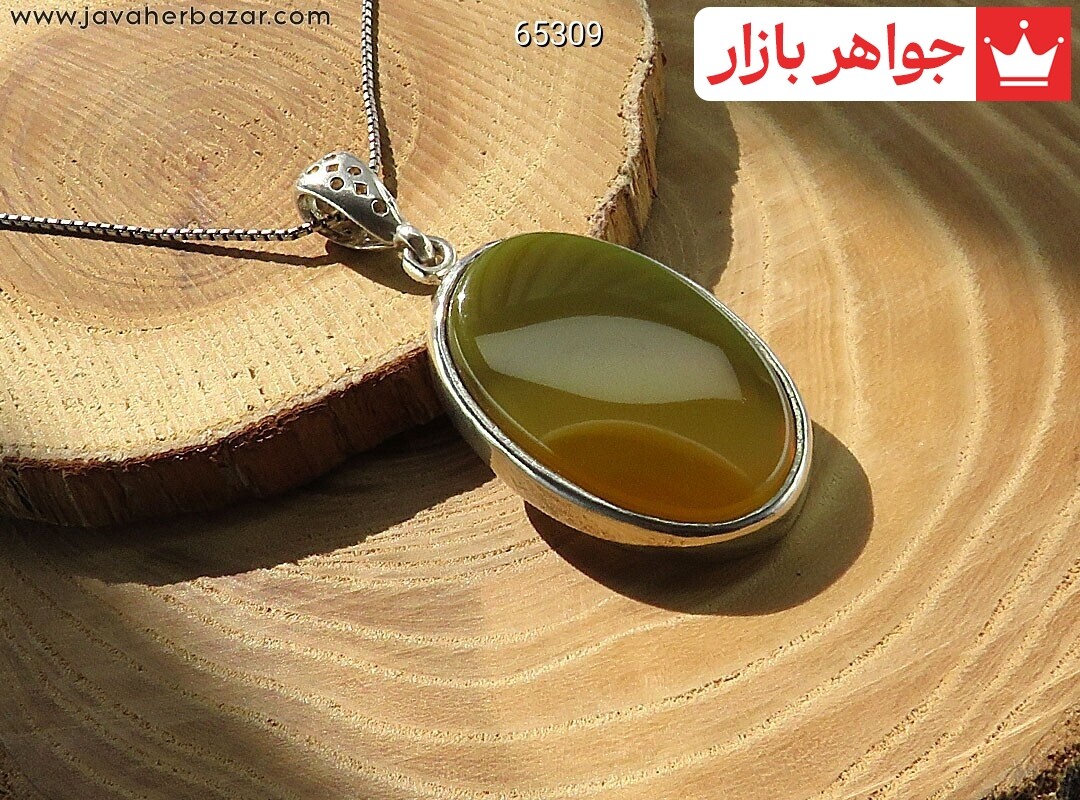 پلاک نقره عقیق سبز سلیمانی