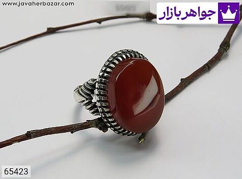 انگشتر نقره عقیق یمنی قرمز کلاسیک مردانه - 65423