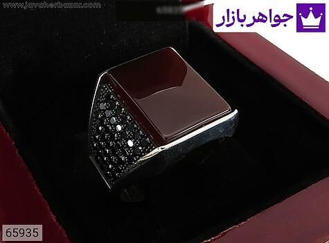 انگشتر نقره عقیق قرمز کلاسیک مردانه میکروستینگ - 65935