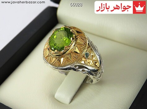 انگشتر نقره زبرجد و زمرد مردانه دست ساز - 66028