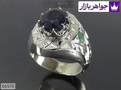 انگشتر یاقوت آفریقایی و زمرد مردانه دست ساز انگشتر نقره یاقوت آفریقایی و زمرد مردانه دست ساز - 66570
