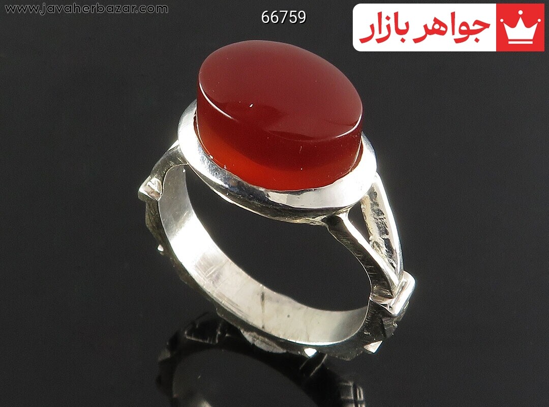 انگشتر نقره عقیق یمنی قرمز مردانه دست ساز