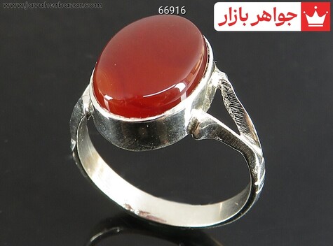 انگشتر نقره عقیق قرمز کلاسیک مردانه - 66916