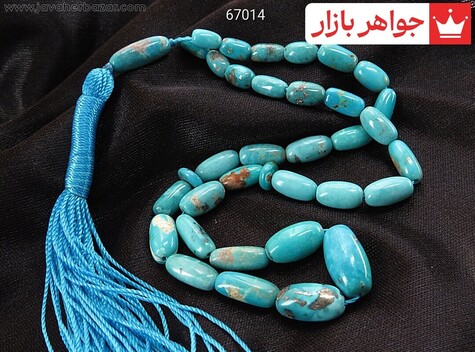 تسبیح فیروزه کرمانی 33 دانه رنگ تقویت شده - 67014