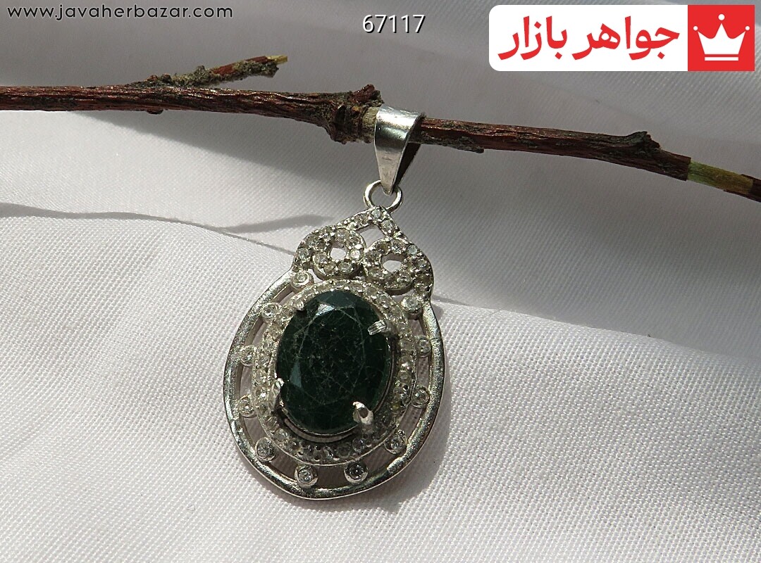 آویز نقره زمرد جذاب