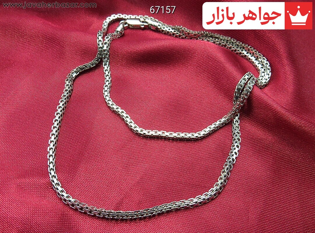 زنجیر نقره ایتالیایی 55 سانتی طرح بافت