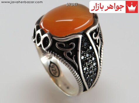 انگشتر نقره عقیق یمنی مردانه میکروستینگ - 67847