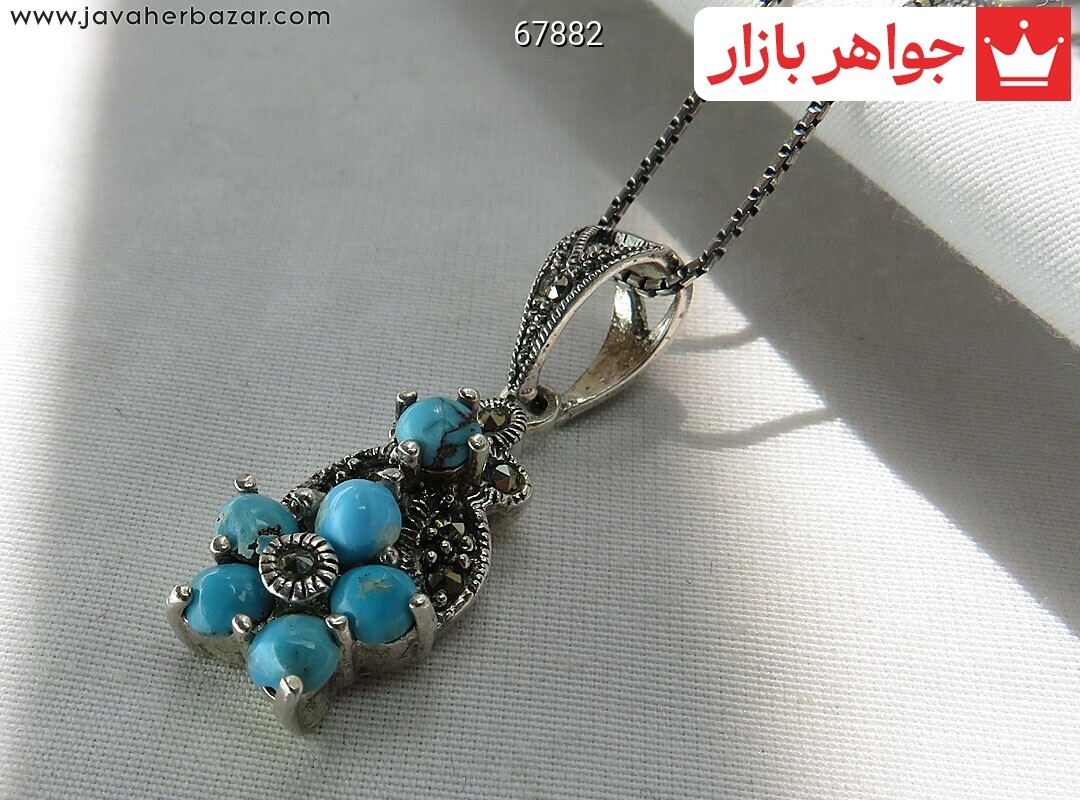 پلاک نقره فیروزه نیشابوری طرح بهار