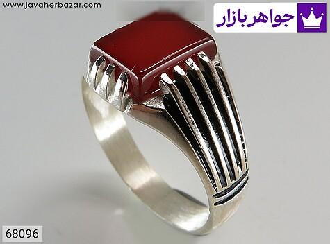 انگشتر نقره عقیق کلاسیک مردانه - 68096