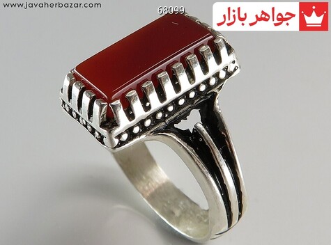 انگشتر نقره عقیق مستطیلی مردانه - 68099