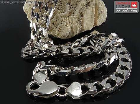 زنجیر نقره ایتالیایی 60 سانتی کارتیه تراش ژاپنی مردانه - 68250