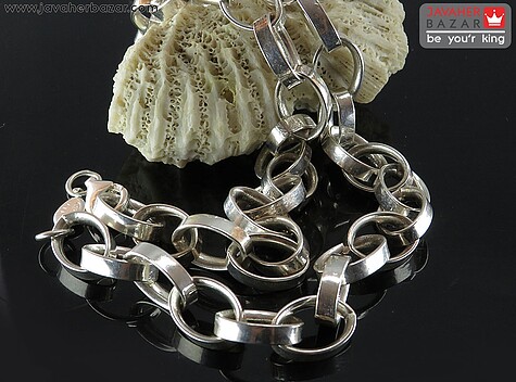 زنجیر نقره 50 سانتی مدل حلقه درشت ایتالیایی - 68273