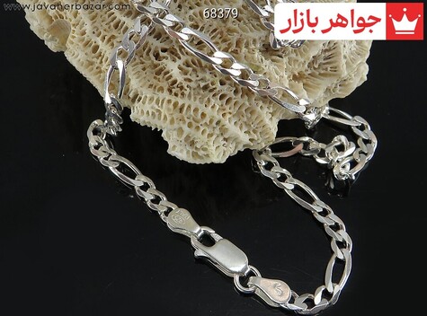 زنجیر نقره ایتالیایی 50 سانتی مدل فیگارو - 68379