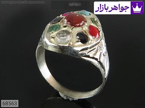 انگشتر نقره چند نگین مردانه ظریف - 68563