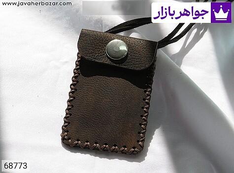 جادعایی قهوهای کیف گردنی چرم طبیعی به همراه حرز امام جواد - 68773