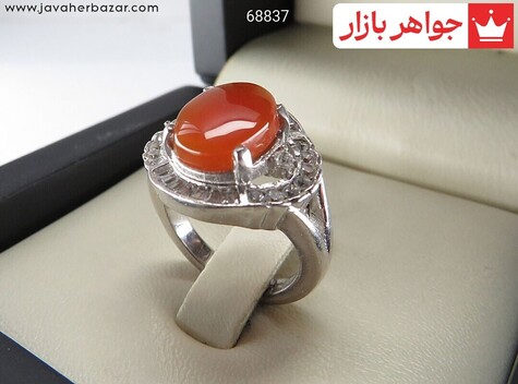 انگشتر نقره عقیق یمنی نارنجی زیبا زنانه