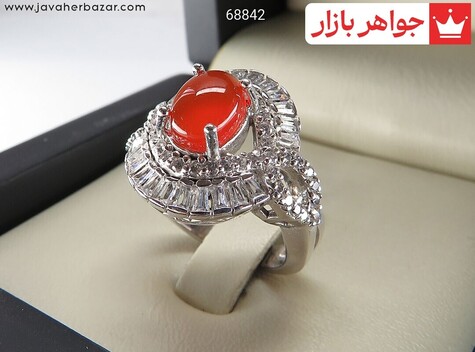 انگشتر نقره عقیق یمنی قرمز زیبا زنانه