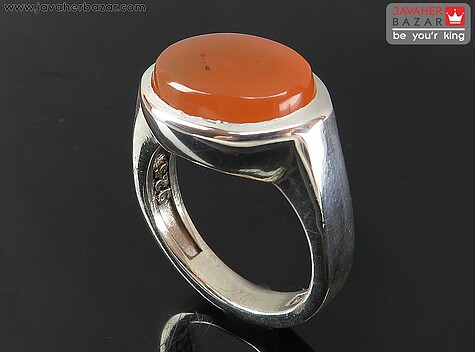 انگشتر نقره عقیق نارنجی کلاسیک مردانه - 68937