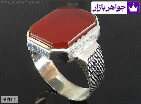 انگشتر نقره عقیق کلاسیک مردانه - 69100