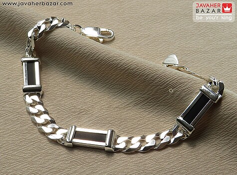 دستبند نقره پلاک دار مردانه ایتالیایی - 69218