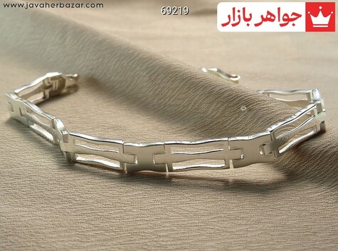 دستبند نقره ایتالیایی پلاک دار مردانه