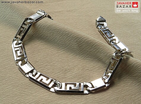 دستبند نقره پلاک دار مردانه ایتالیایی - 69220
