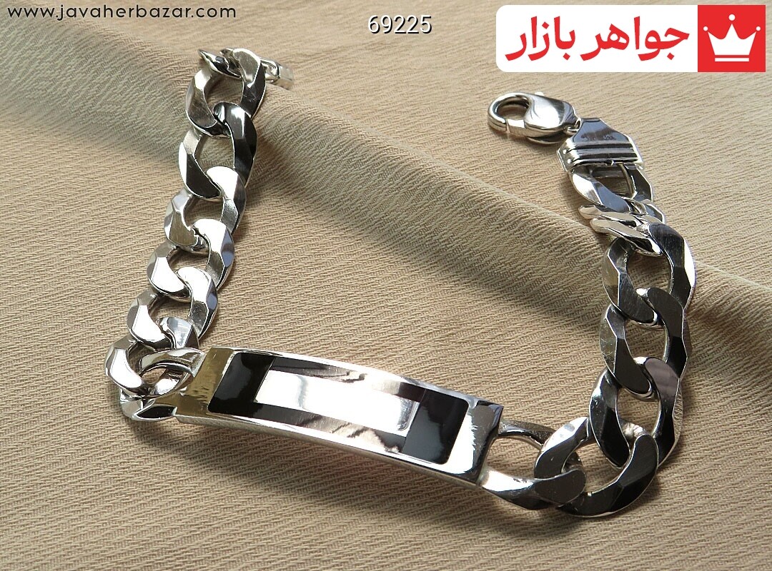 دستبند نقره پلاک دار مردانه ایتالیایی