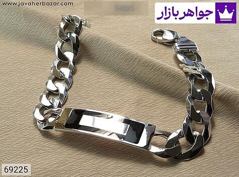 پلاک ایتالیایی دستبند نقره پلاک دار مردانه ایتالیایی - 69225