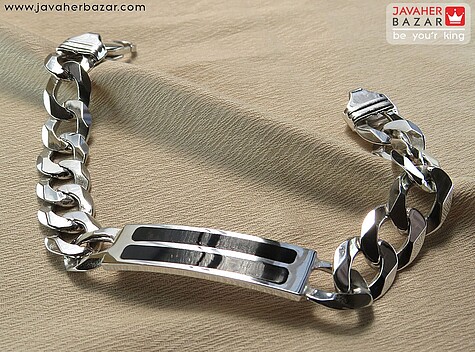 دستبند نقره پلاک دار مردانه ایتالیایی - 69228