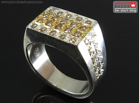 انگشتر نقره الماس طرح سلطان مردانه دست ساز - 69380