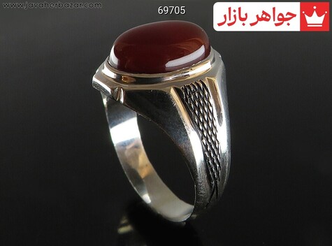 انگشتر نقره عقیق مردانه حرزدار - 69705