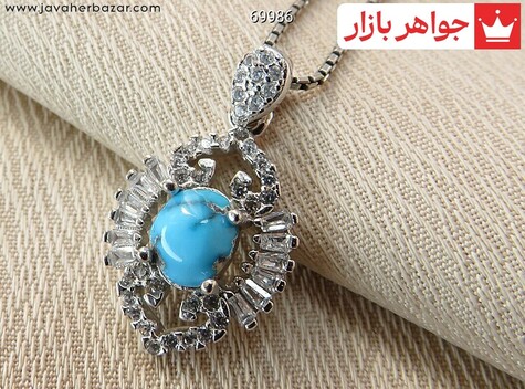 گردنبند نقره فیروزه نیشابوری زیبا - 69986