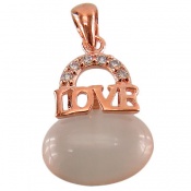 گردنبند نقره چشم گربه طرح LOVE