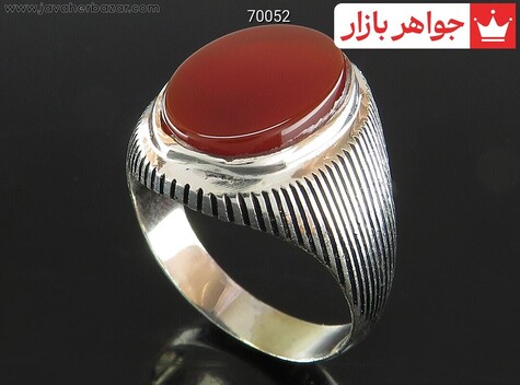 انگشتر نقره عقیق قرمز اسپرت مردانه حرزدار - 70052