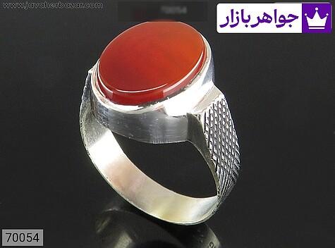 انگشتر نقره عقیق قرمز تراش خطی مردانه - 70054
