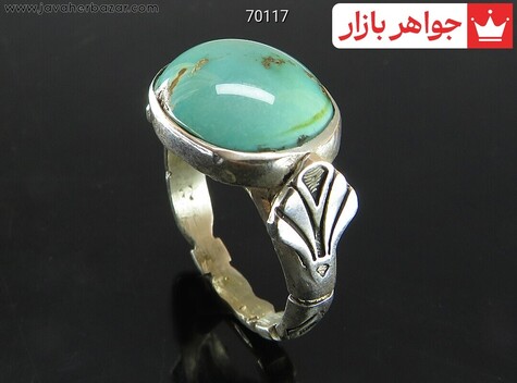 انگشتر نقره فیروزه نیشابوری درشت مردانه - 70117