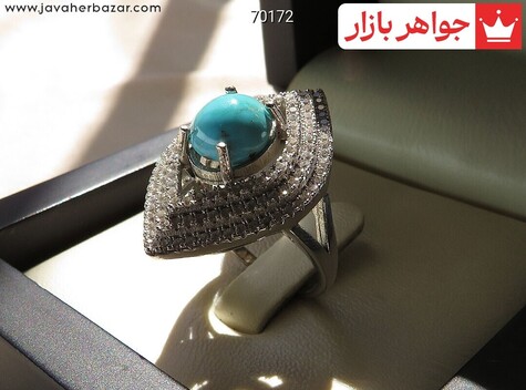 انگشتر نقره فیروزه نیشابوری طرح شیفته زنانه - 70172