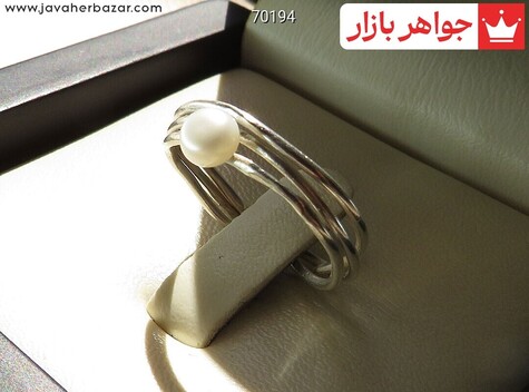 انگشتر نقره مروارید خاص زنانه - 70194