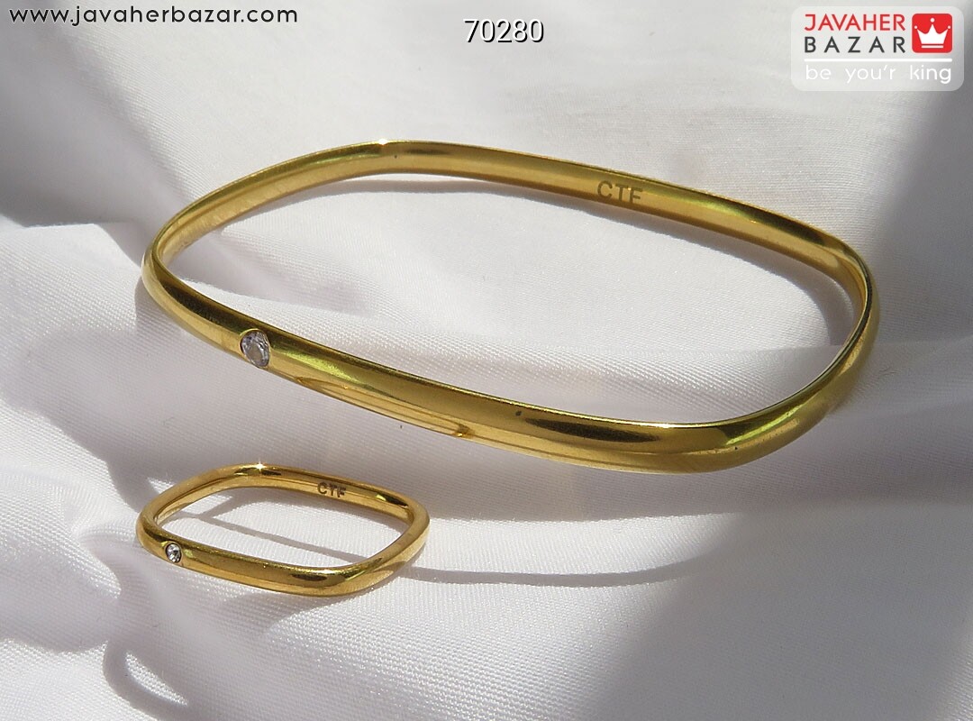 دستبند استیل بولگاری همراه با انگشتر سایز 56 زنانه