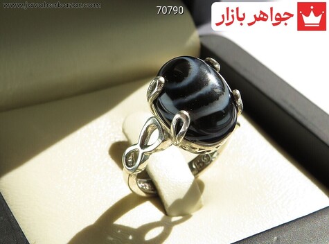 انگشتر نقره عقیق سیاه سلیمانی زنانه - 70790