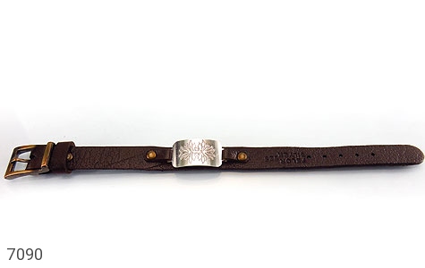 دستبند نقره چرم طبیعی اصل سایز درشت - 7090