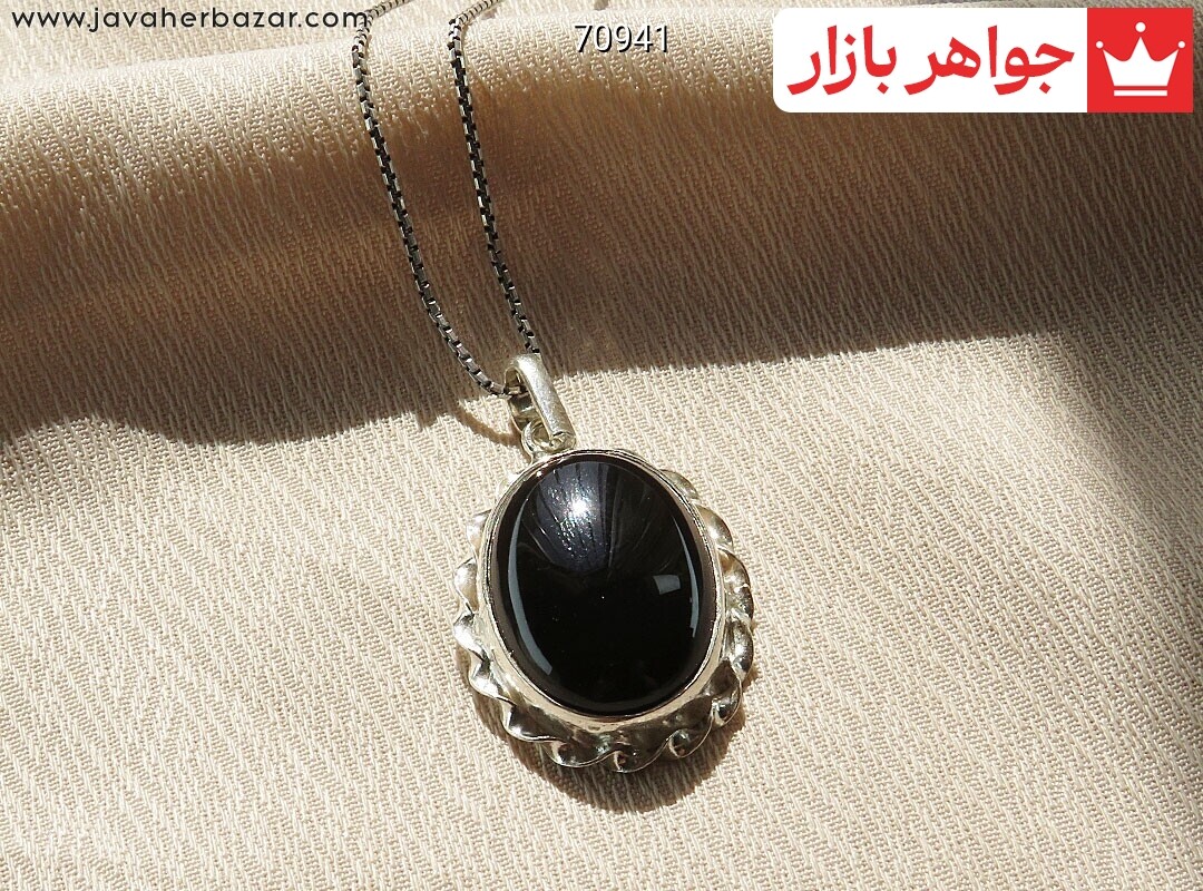 آویز نقره عقیق سیاه