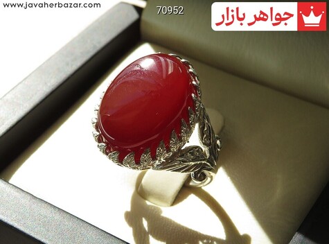 انگشتر نقره عقیق طرح برگ زنانه - 70952