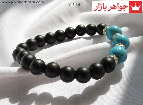 دستبند سنگی انیکس و فیروزه تبتی - 71014