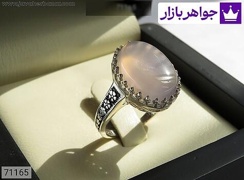 انگشتر نقره عقیق سوسنی طرح شکوفه زنانه - 71165