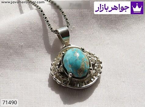 مدال فیروزه نیشابوری زنانه مدال نقره فیروزه نیشابوری خوش طبع زنانه - 71490