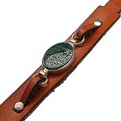 دستبند نقره عقیق و چرم طبیعی و ان یکاد مردانه