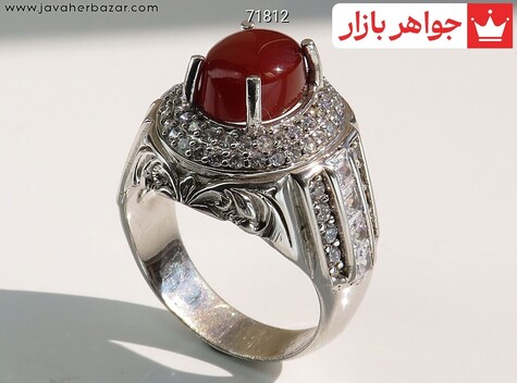 انگشتر نقره عقیق یمن لوکس مردانه