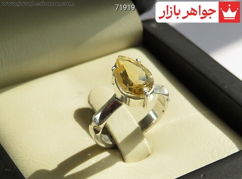 انگشتر نقره سیترین زیبا زنانه دست ساز - 71919